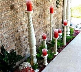 s 17 ways people are repurposing items to make christmas decor, Candle Holders Made From Old Bed Posts