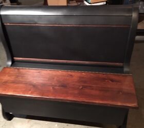 a sleigh bed repurposed into a bench, Finished bench