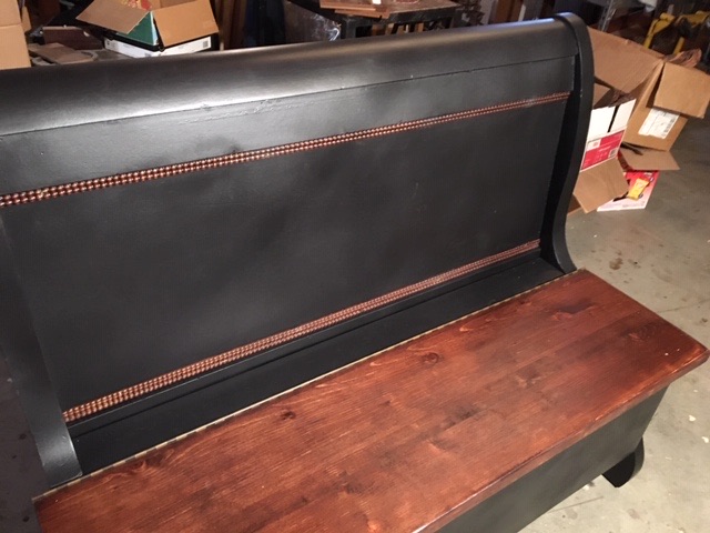 a sleigh bed repurposed into a bench, Seat closed
