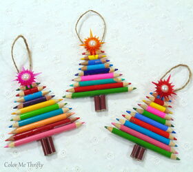diy tree ornaments from pencil crayons