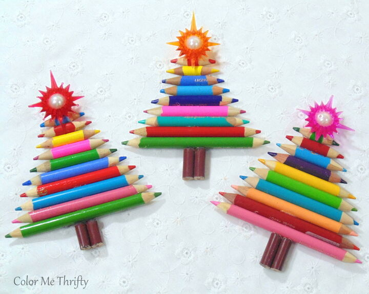 diy tree ornaments from pencil crayons