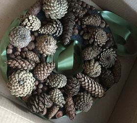 diy pine cone wreath using upcycled foam packaging