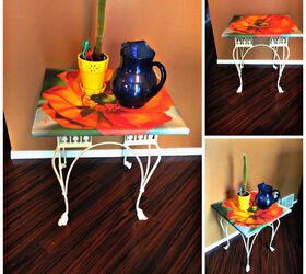 upcycled table from repurposed art