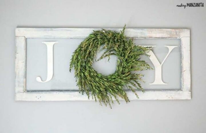 diy joy sign with wreath