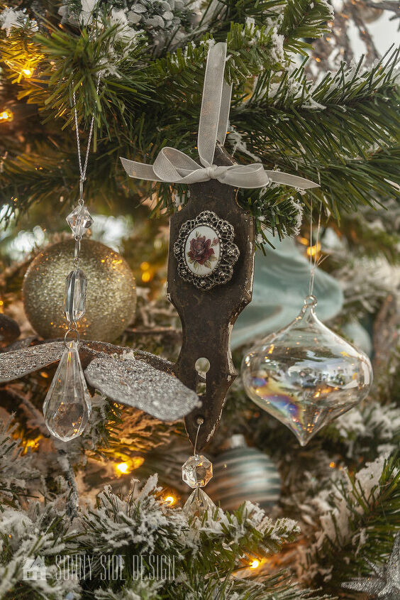 upcycle vintage doorplates into christmas ornaments