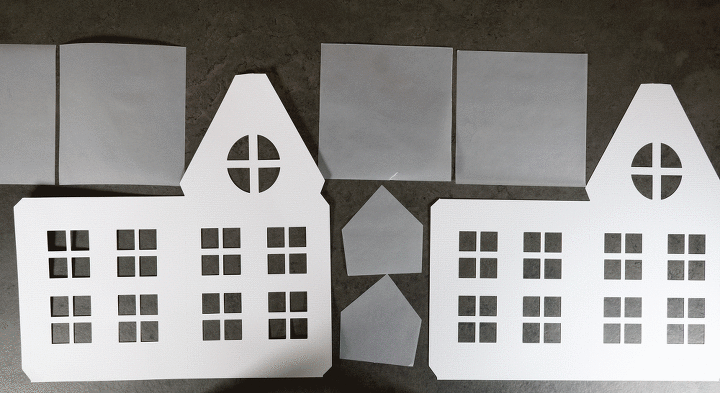 casas de aldeia de inverno simples com arquivos de corte svg e modelos de pdf