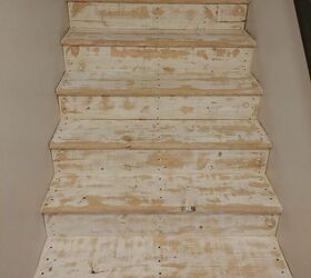 makeover your stairs urban rustic style, The stairs after being sanded