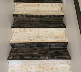 makeover your stairs urban rustic style, This is after the first coat
