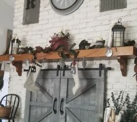hubby made removable barn doors for our fireplace