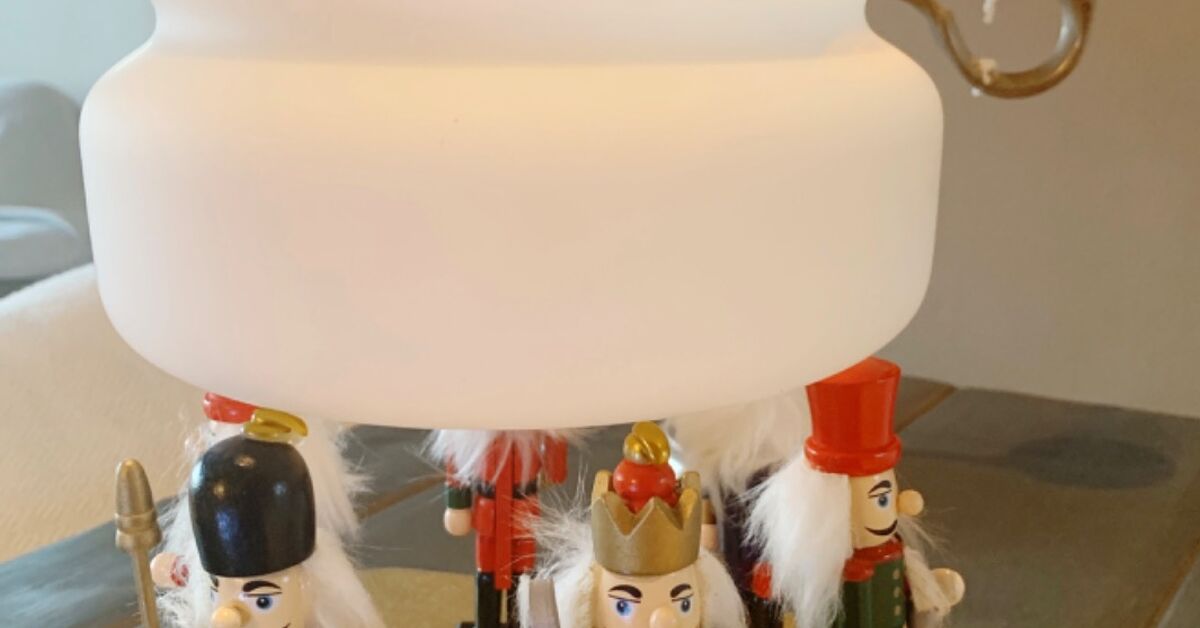How To Make A Seasonal Bowl From Nutcrackers And A Lamp Shade Diy