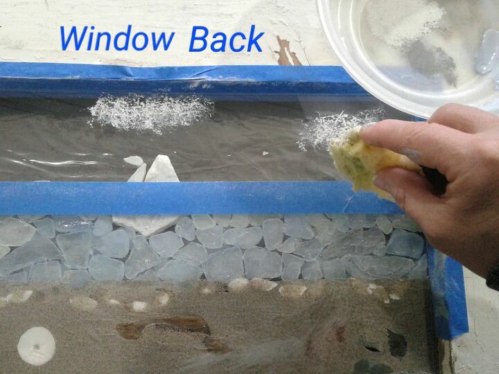 janela vintage com epxi seascape, Adicionando nuvens brancas