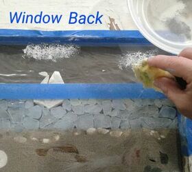 vintage window with epoxy seascape, Adding White Clouds