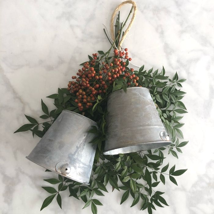 christmas galvanized bucket bell wreath