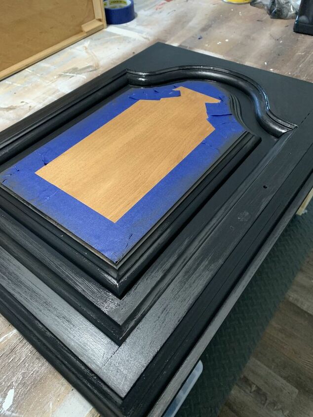 chest of drawers makeover farmhouse style, Door With Paint Applied