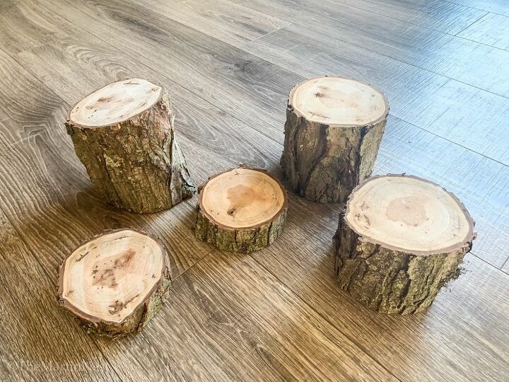 diy mini log slice trees