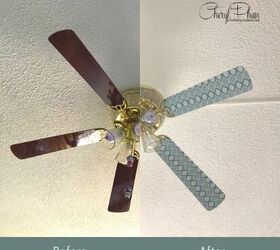 update your ceiling fan with contact paper from the dollar tree for 1
