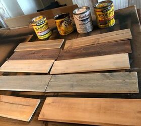 homemade gift giving from scraps, Adding stain
