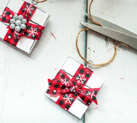 how to make a gift box ornament using dollar tree supplies