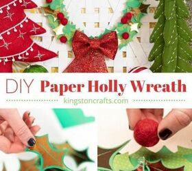 diy paper holly wreath