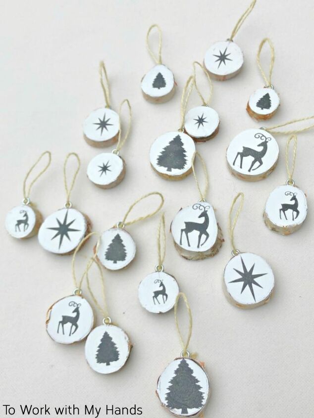 christmas symbols wood slice ornaments