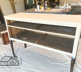 how to make over furniture using saltwash paint additive, Buffet With Saltwash Paint Applied
