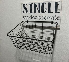 laundry room sign and sock basket