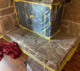 painted rock fireplace