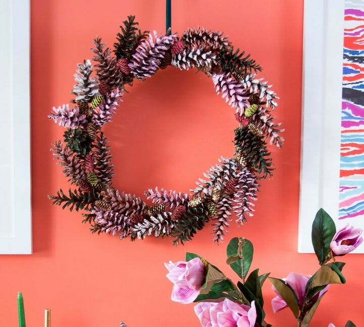 painted pinecone wreath