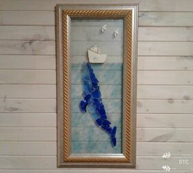 blue whale mosaic picture frame, Blue Whale Saying Hello