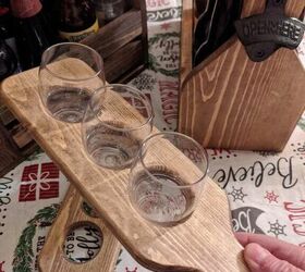 how to make a diy beer caddy flight paddles template tutorial, DIY beer flight paddle with glasses
