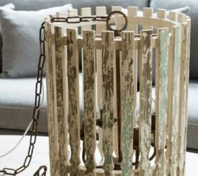easy chandelier makeover with driftwood, Picket Fence Light Fixture