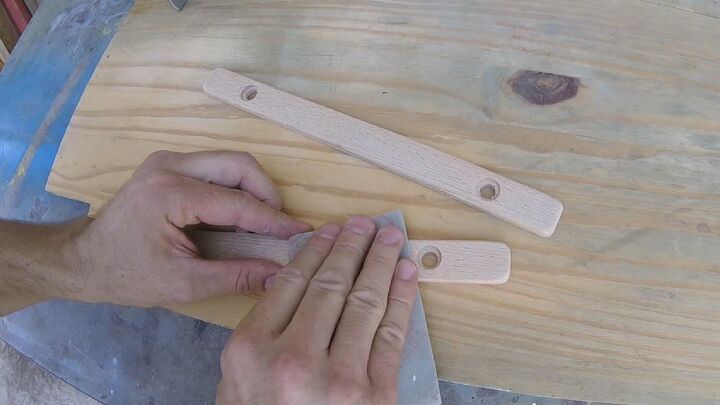 how to make a fridge door handle diy project, super fine sanding