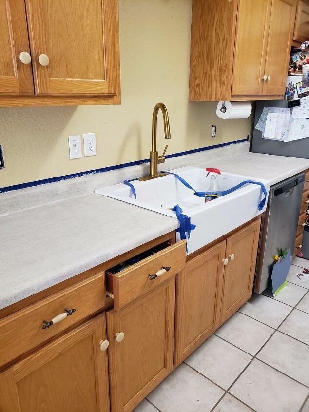 How To Upgrade Your Kitchen Counters On A Budget Faux Stone Diy