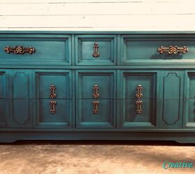 teal ombre dresser as tv stand