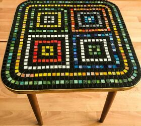 how to transform an old coffee table into a piece of functional art, Mosaic upcycled table