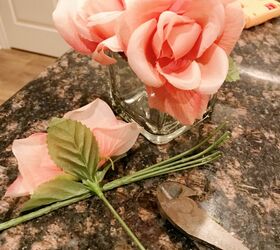 dollar tree valentine vases, Cut stems to fit in vase