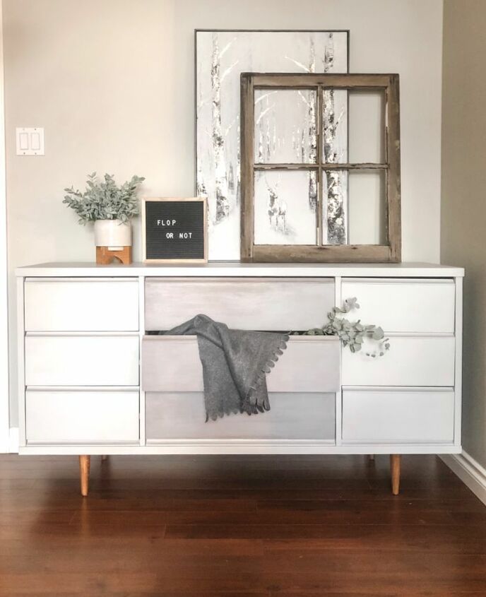 mid century dresser in greys upcycle