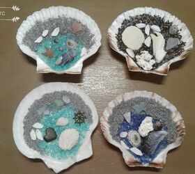 beachcombing treasures displayed in epoxy resin, Four styles Completed