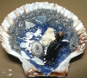 beachcombing treasures displayed in epoxy resin, Close up of Shell 3