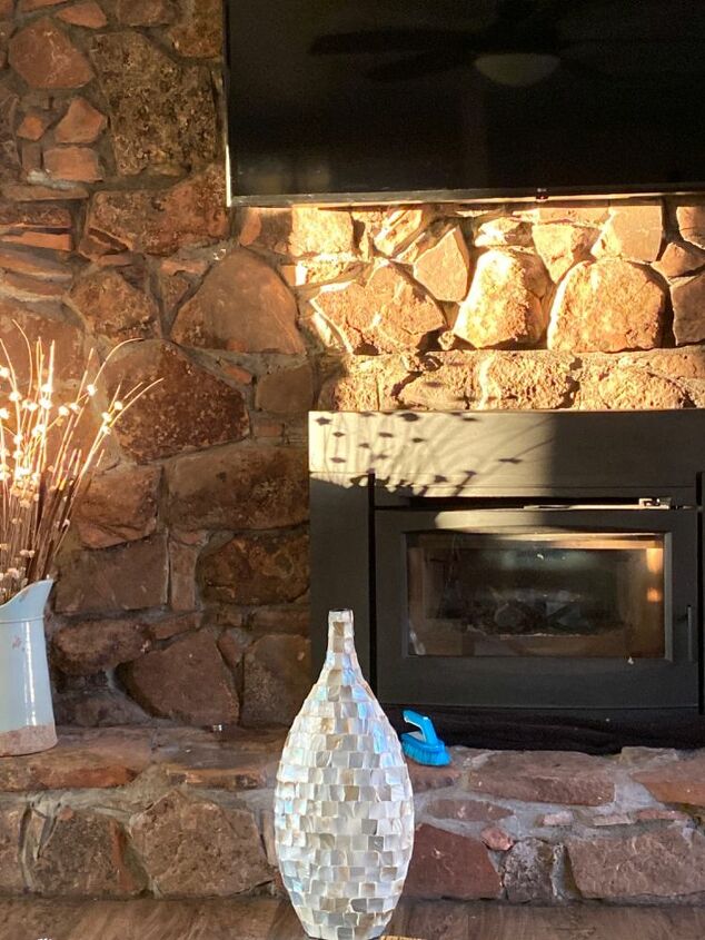 q help moss rock fireplace makeover