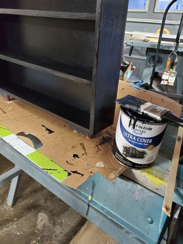 how to build a display case cabinet that will impress your guests, Painting the DIY display case black