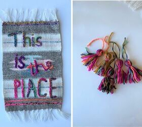 embroidered woven wall hanging