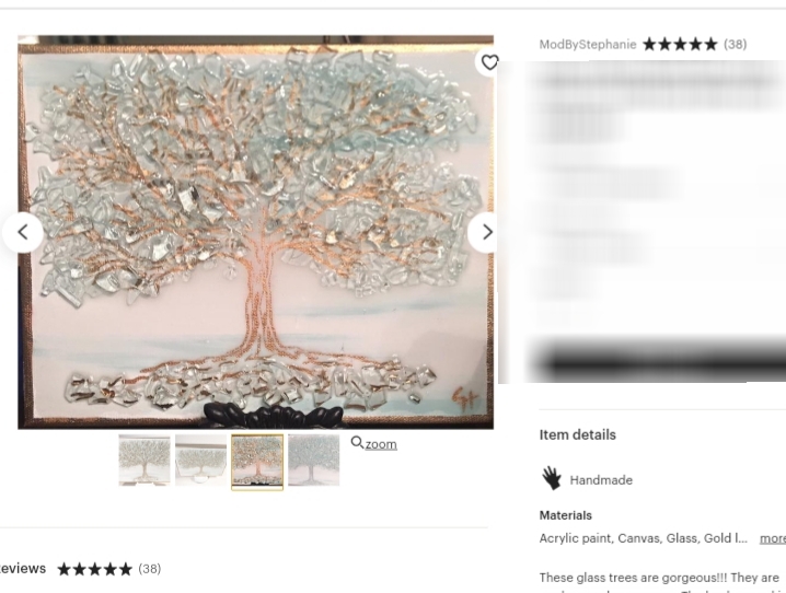 glass gem tree with epoxy resin, Glass Tree on Canvas