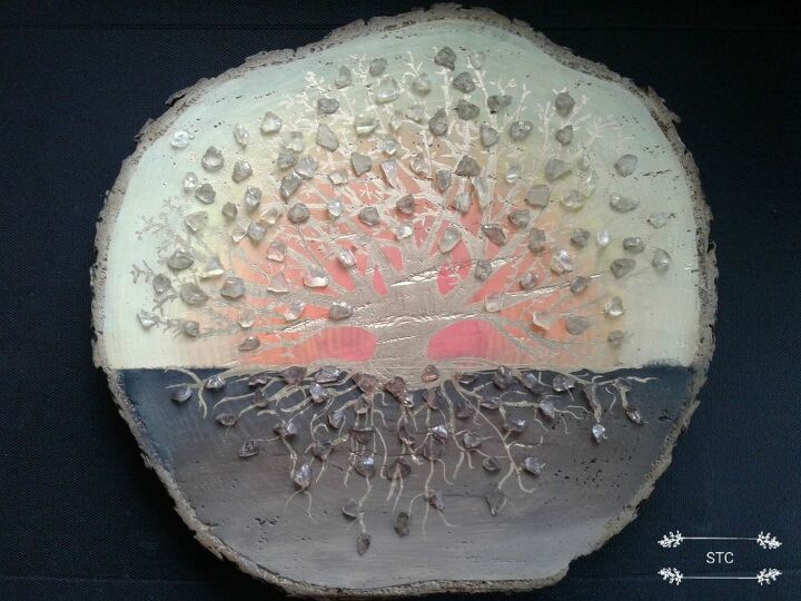 glass gem tree with epoxy resin, Glass Bits Glued in Place