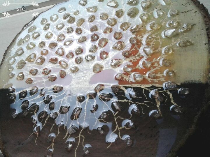 glass gem tree with epoxy resin, Close Up of Cured Epoxy Tree