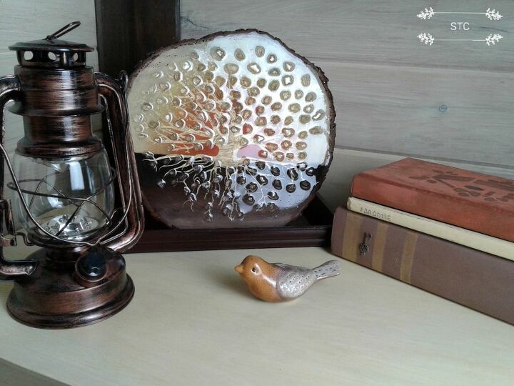 glass gem tree with epoxy resin, Tree Slice Display