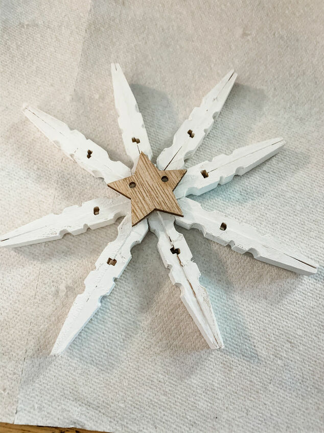 clothe pin snowflake kitchen cabinets wreath