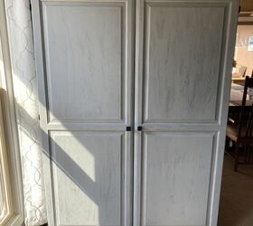 DIY craft cabinet from a $175 used TV armoire. DIY paint antiquing
