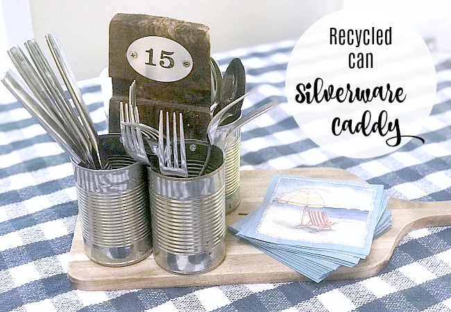recycled tin can organizer