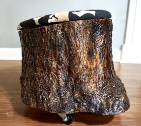 diy tree stump footstool with secret storage compartment